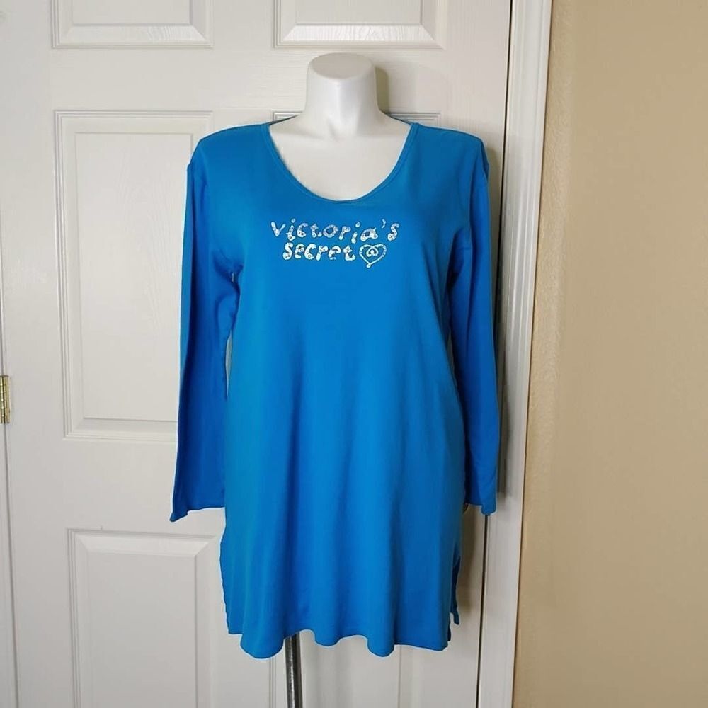 Victoria's Secret embellished blue long sleeve pajama sleepshirt M